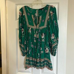 Rachel Zoe green floral shirt